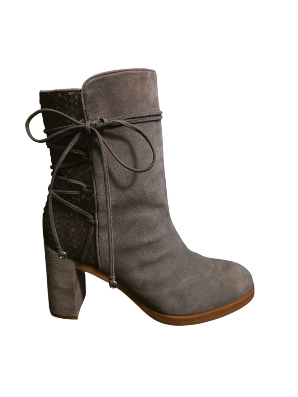 Johnston & Murphy Adley Suede Snake Ankle Boots Boho-Chic Western Women 7.5M Euc